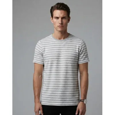 Modern Fit Grey Stripes Men's T-Shirt