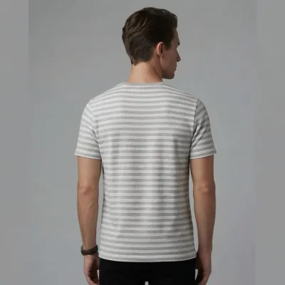 Modern Fit Grey Stripes Men's T-Shirt, view 3